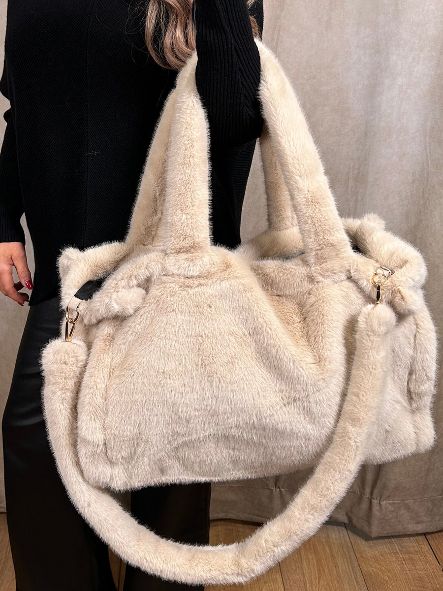 Cream fur bag on sale