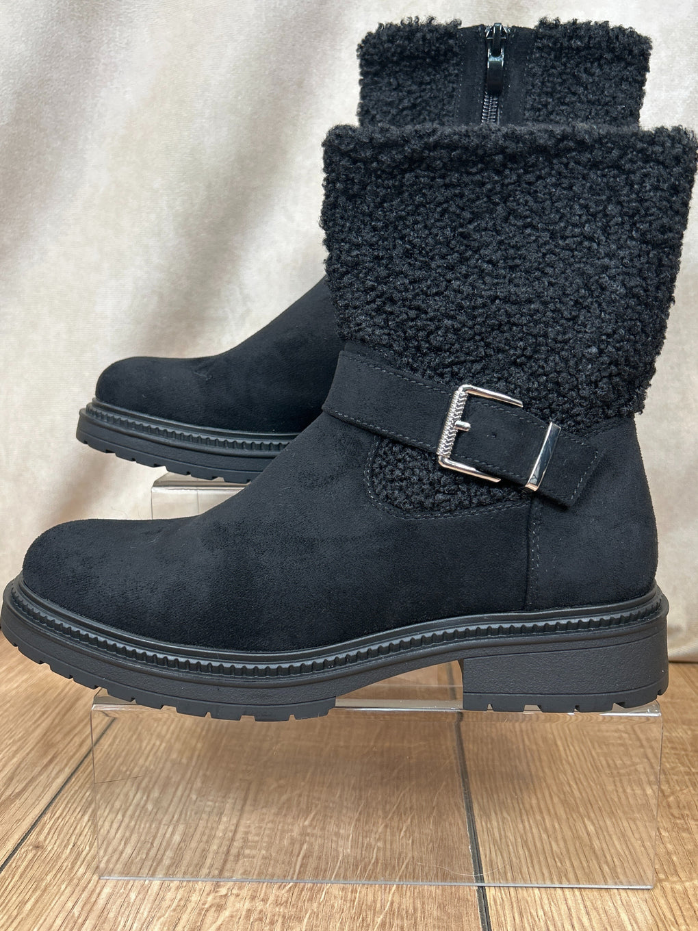 Black buckle ankle boots clearance uk