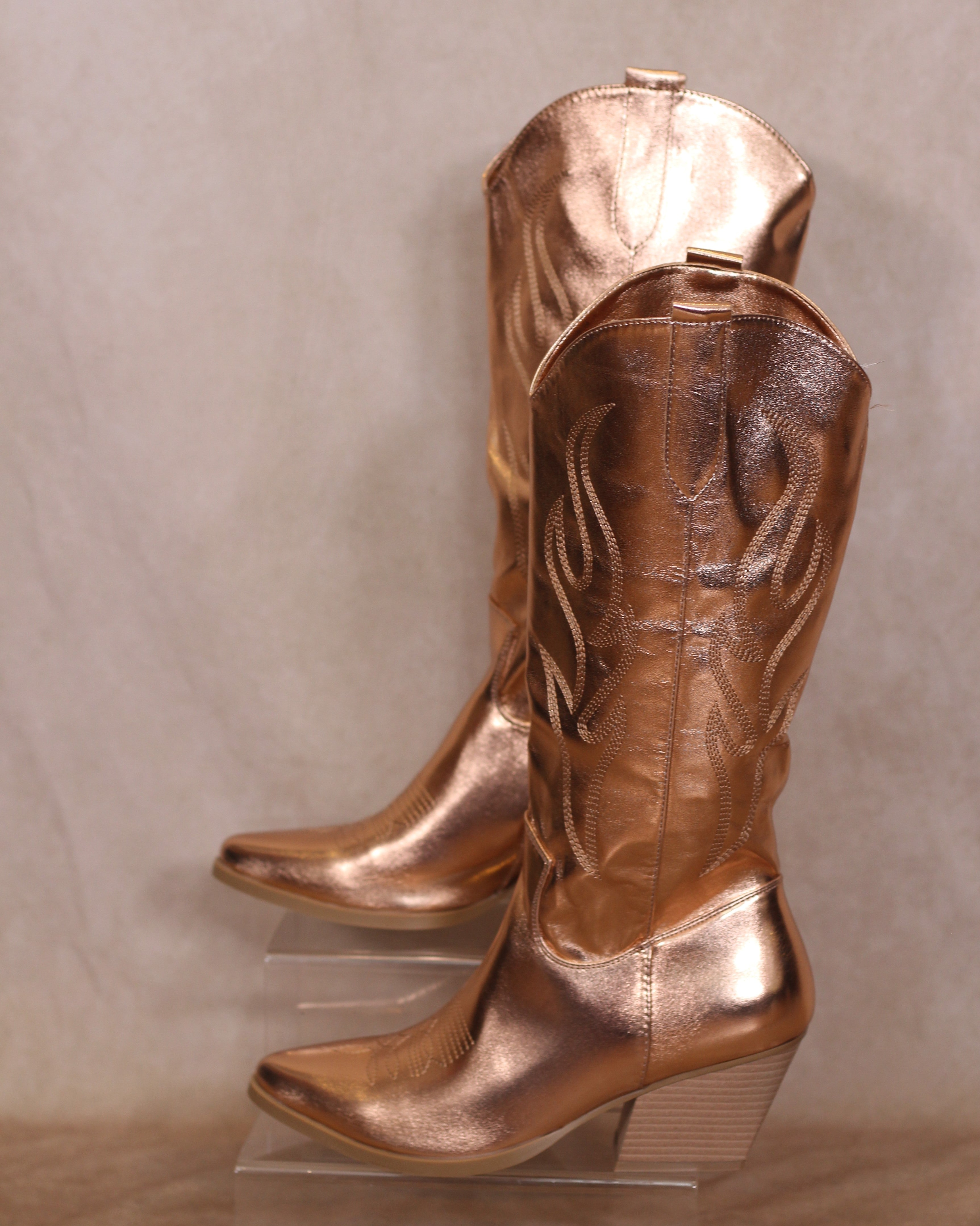 rose gold cowboy boots